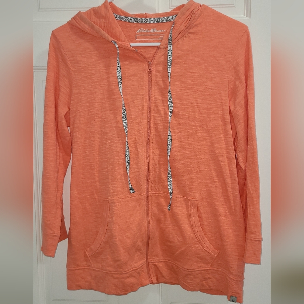 Eddie Bauer Coral-Orange Lightweight Zip Up Hoodie